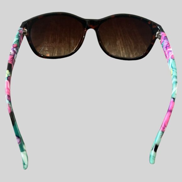 Southpole Shield Sunglasses Brown Lens Floral Arms Rhinestone Detail Y2K - Picture 2 of 5